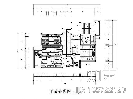 两居室设计方案图cad施工图下载【ID:165722120】