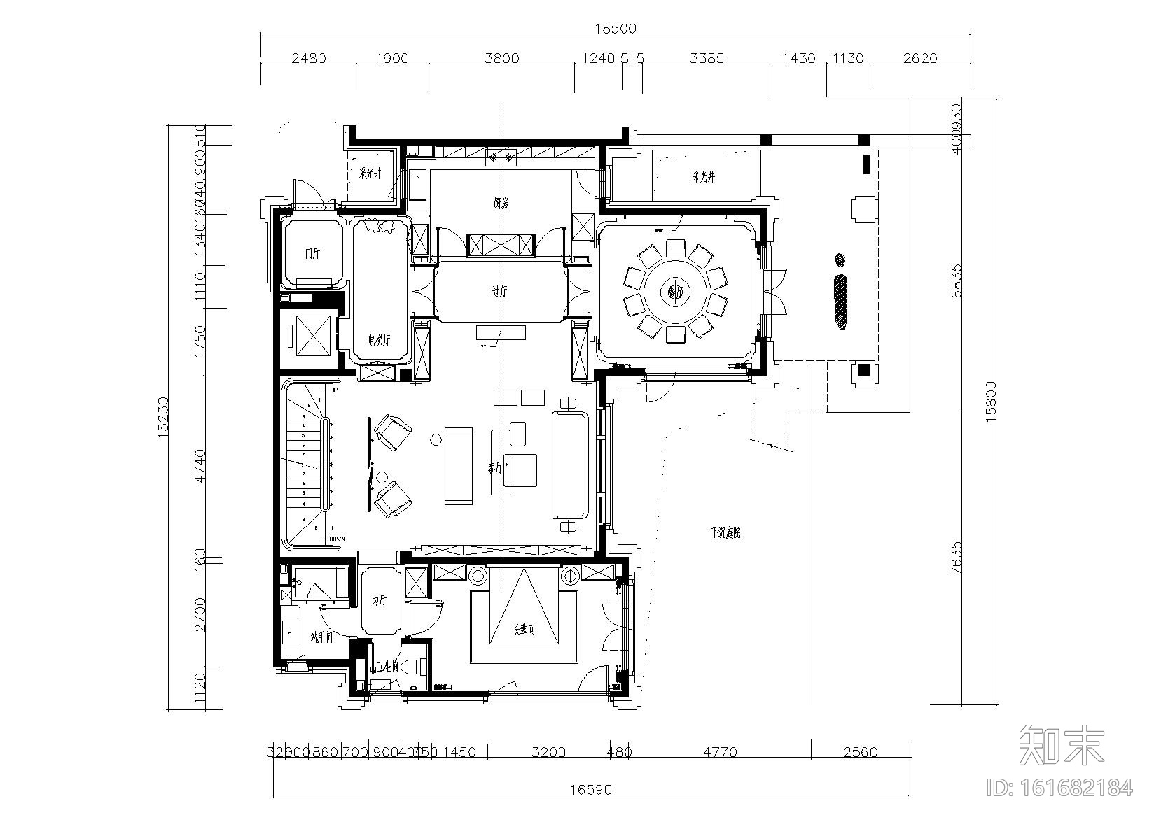 [北京]现代风格四层家居别墅施工图_效果图施工图下载【ID:161682184】