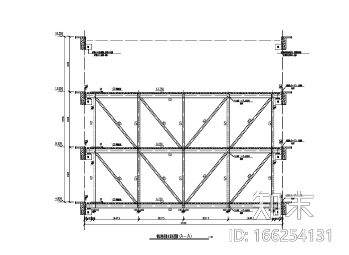 钢结构连廊结构施工图（CAD、5张）施工图下载【ID:166254131】