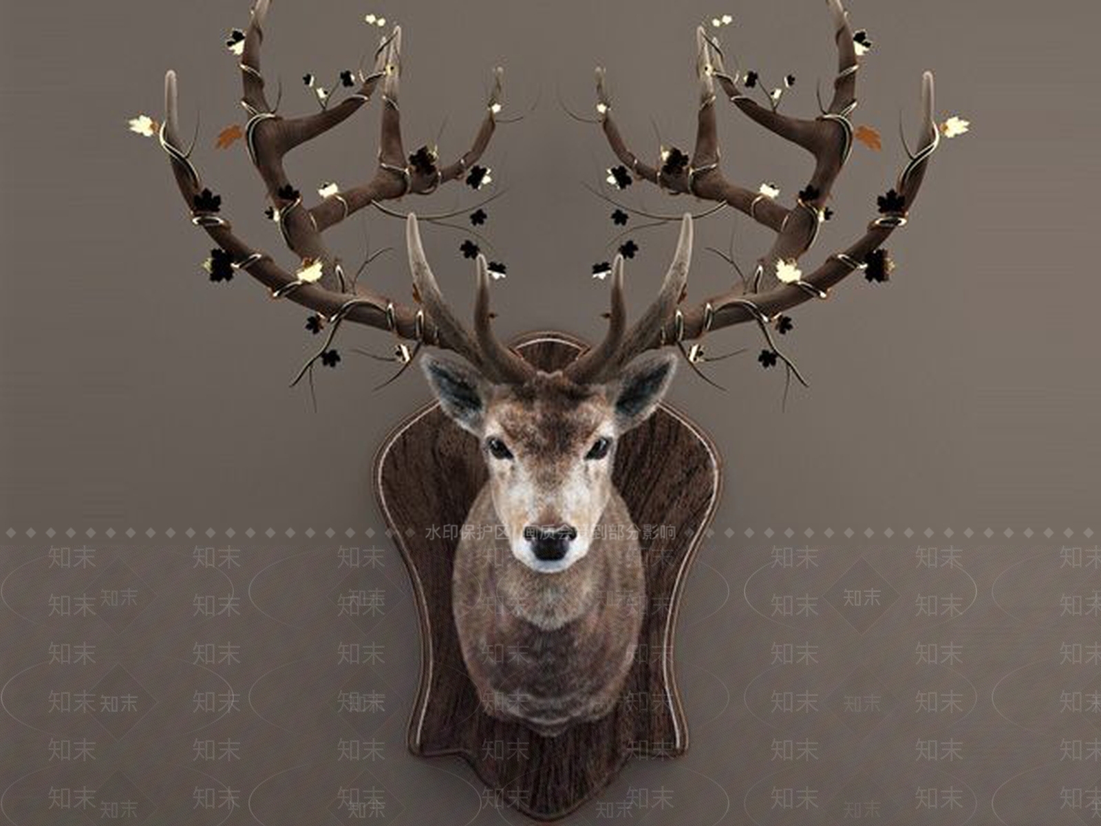 现代鹿头饰品摆件3D模型下载【ID:160577469】