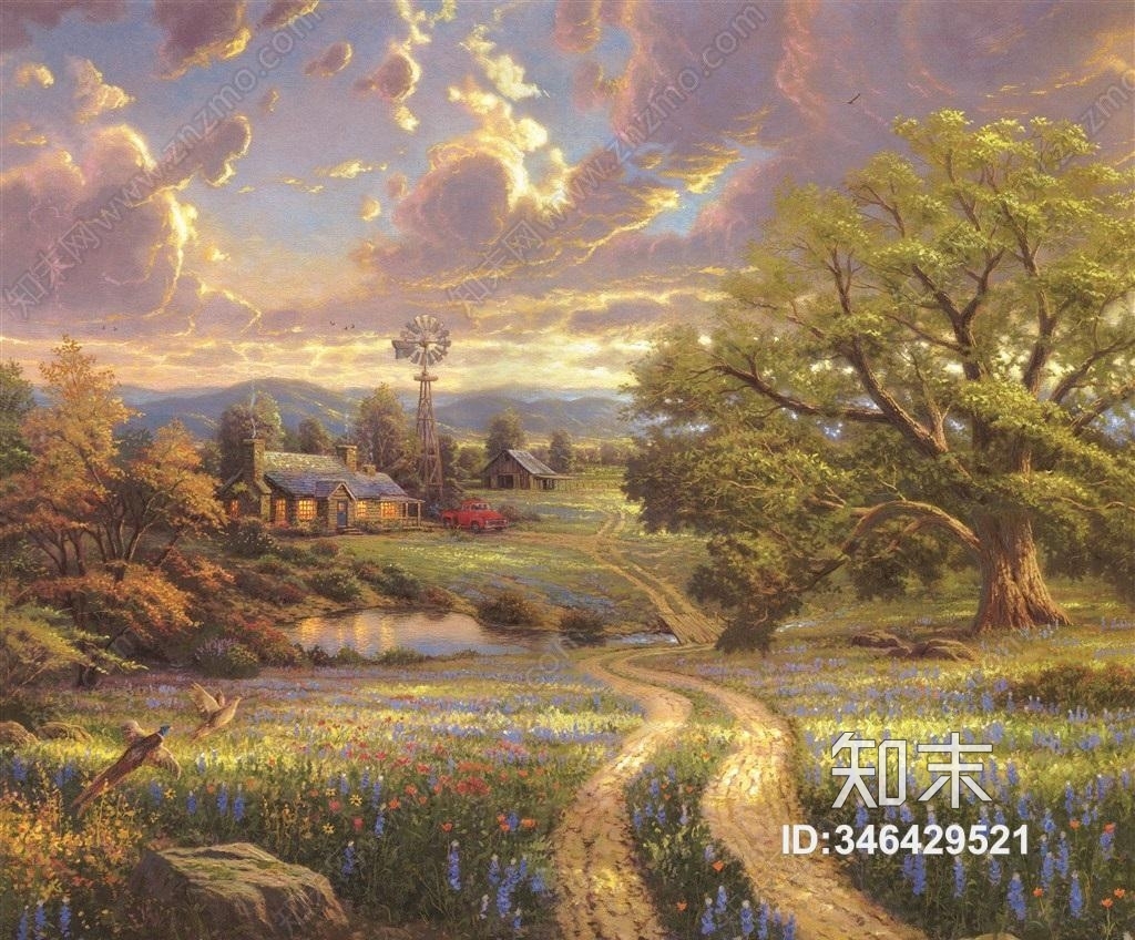 高清欧洲乡村油画装饰画贴图贴图下载【ID:346429521】