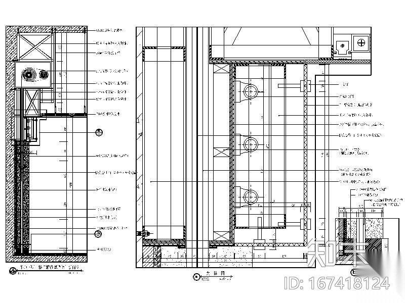 电梯灯箱造型墙详图cad施工图下载【ID:167418124】