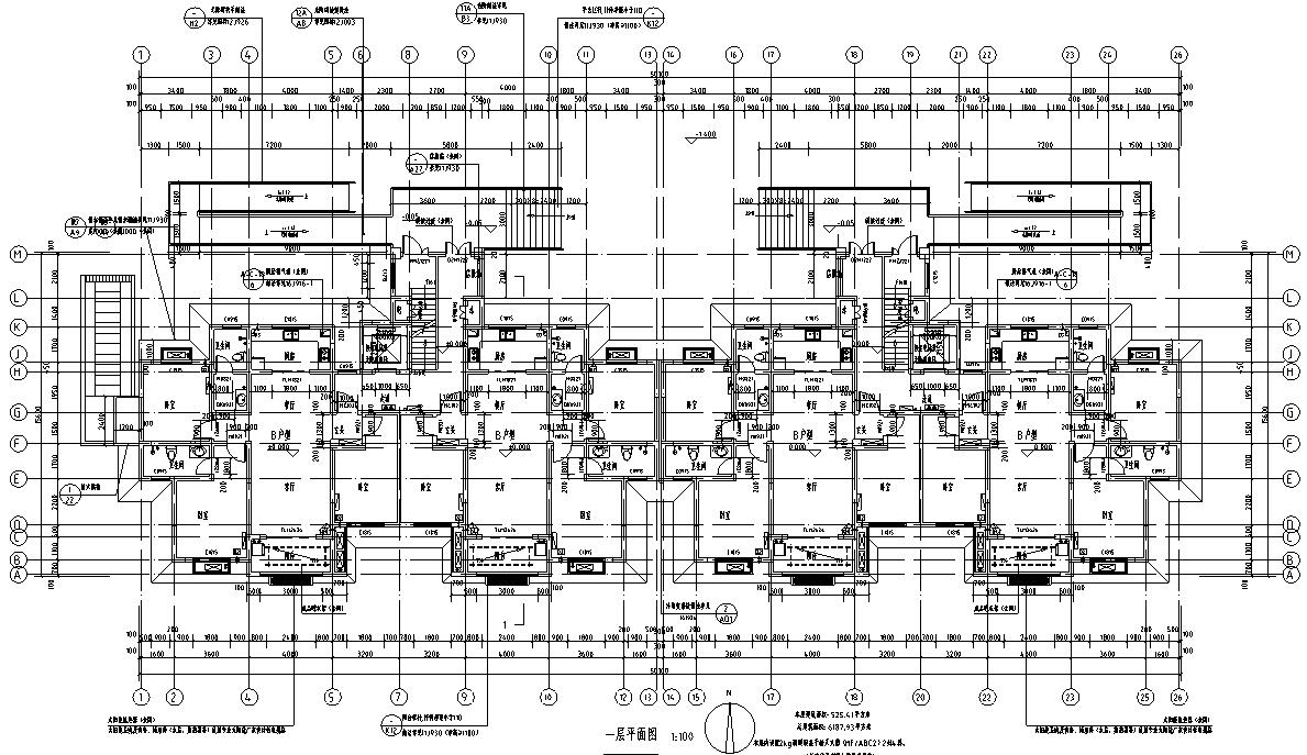 现代风安置房住宅建筑施工图（8-10栋）cad施工图下载【ID:165393118】