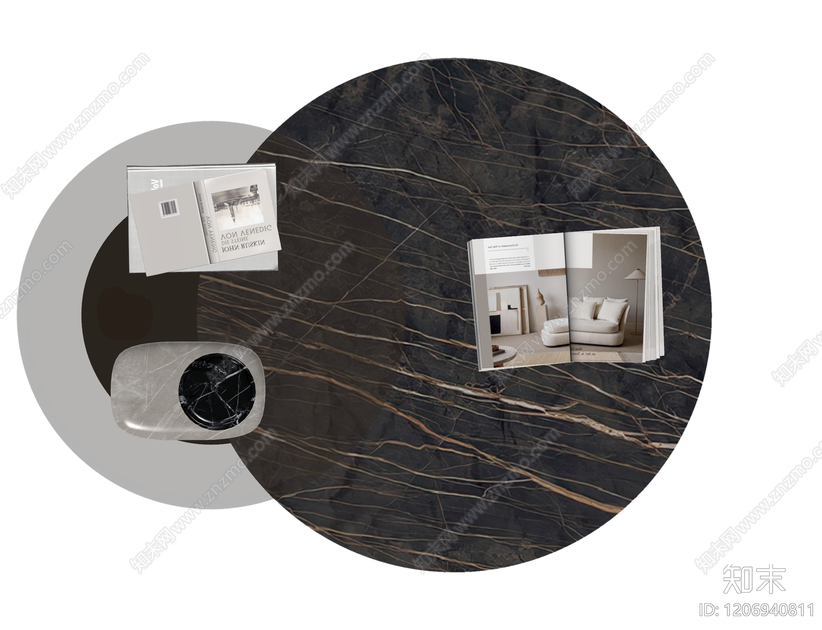 大理石茶几组合3D模型下载【ID:1206940811】