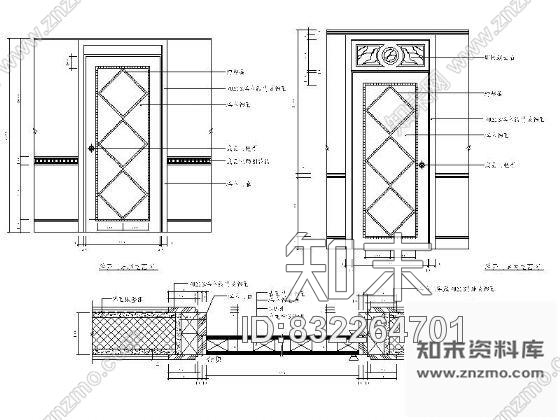 图块/节点装饰榉木门详图cad施工图下载【ID:832264701】