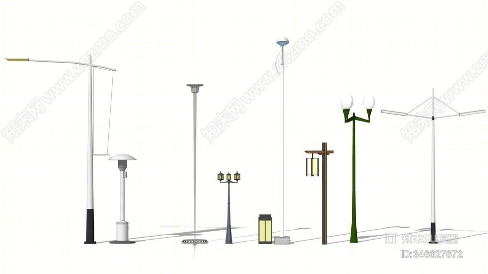 现代路灯组合SU模型下载【ID:346627672】