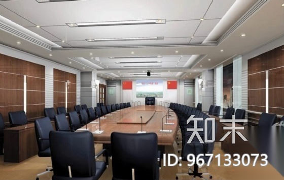 某中学会议室装修图（含效果）cad施工图下载【ID:967133073】