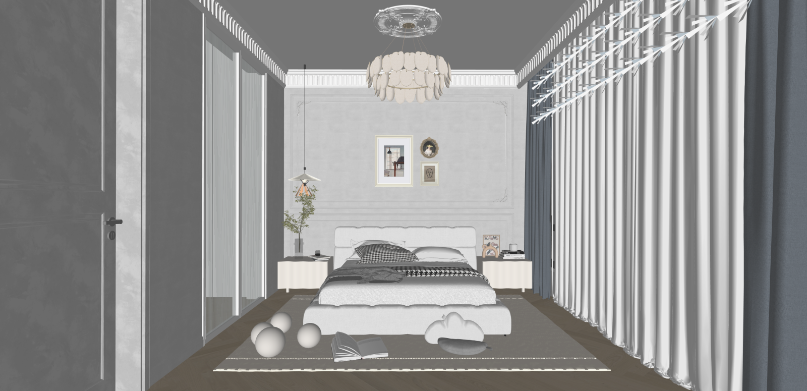 法式家居卧室SU模型下载【ID:1216005067】