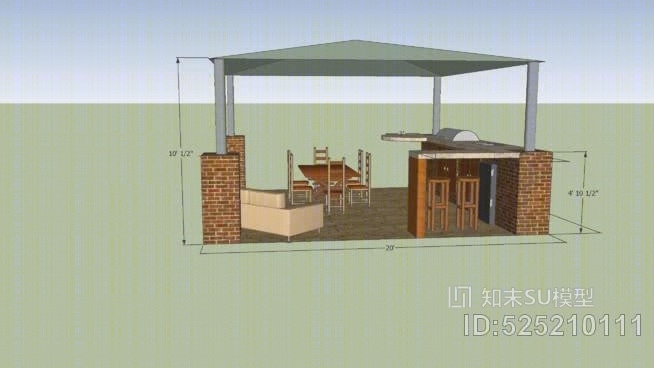 室外厨房SU模型下载【ID:525210111】