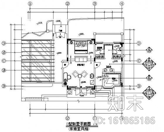 东南亚风格别墅装修图cad施工图下载【ID:161865186】