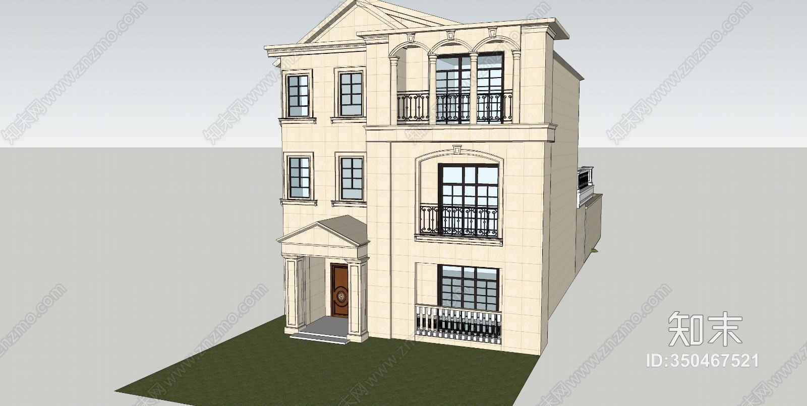 简欧别墅模型3D模型下载【ID:350467521】