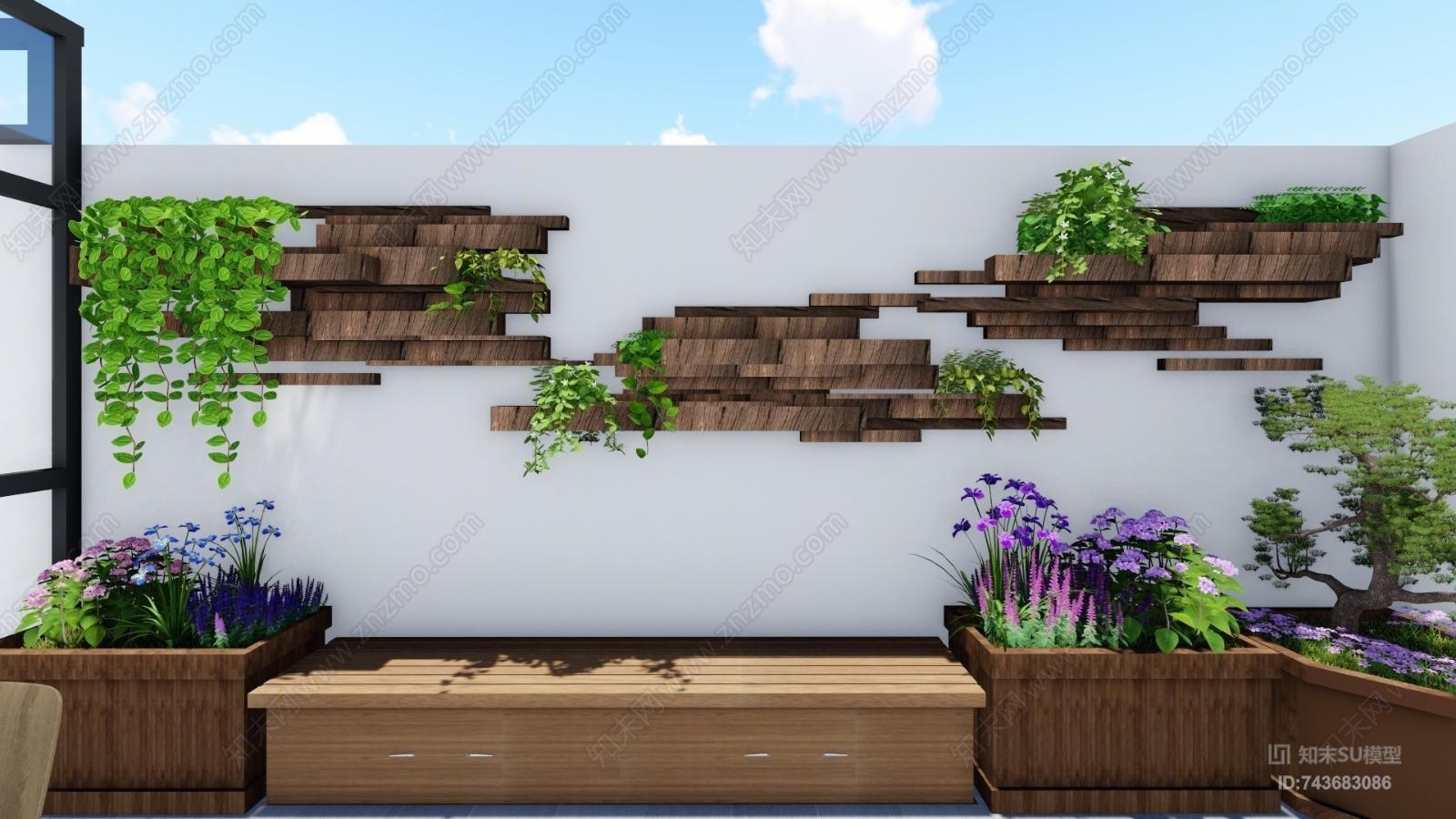 现代露台景观SU模型下载【ID:743683086】