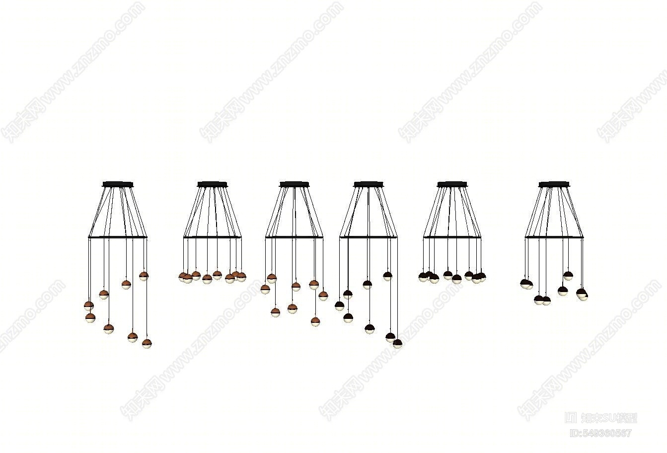 北欧风格魔豆吊灯SU模型下载【ID:549360567】