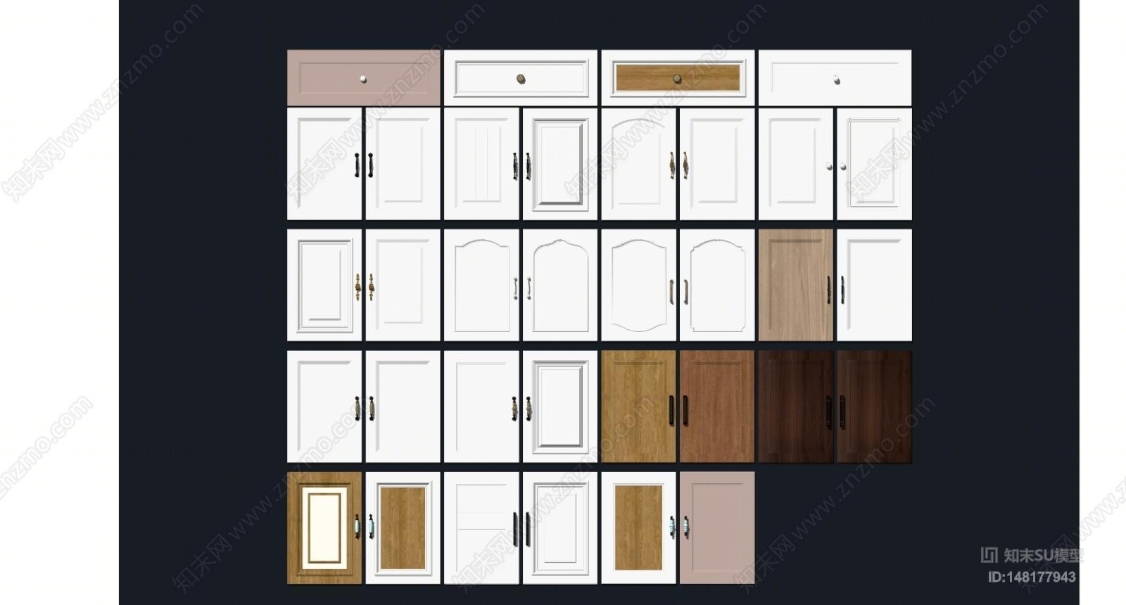 欧式风格柜门SU模型下载【ID:148177943】