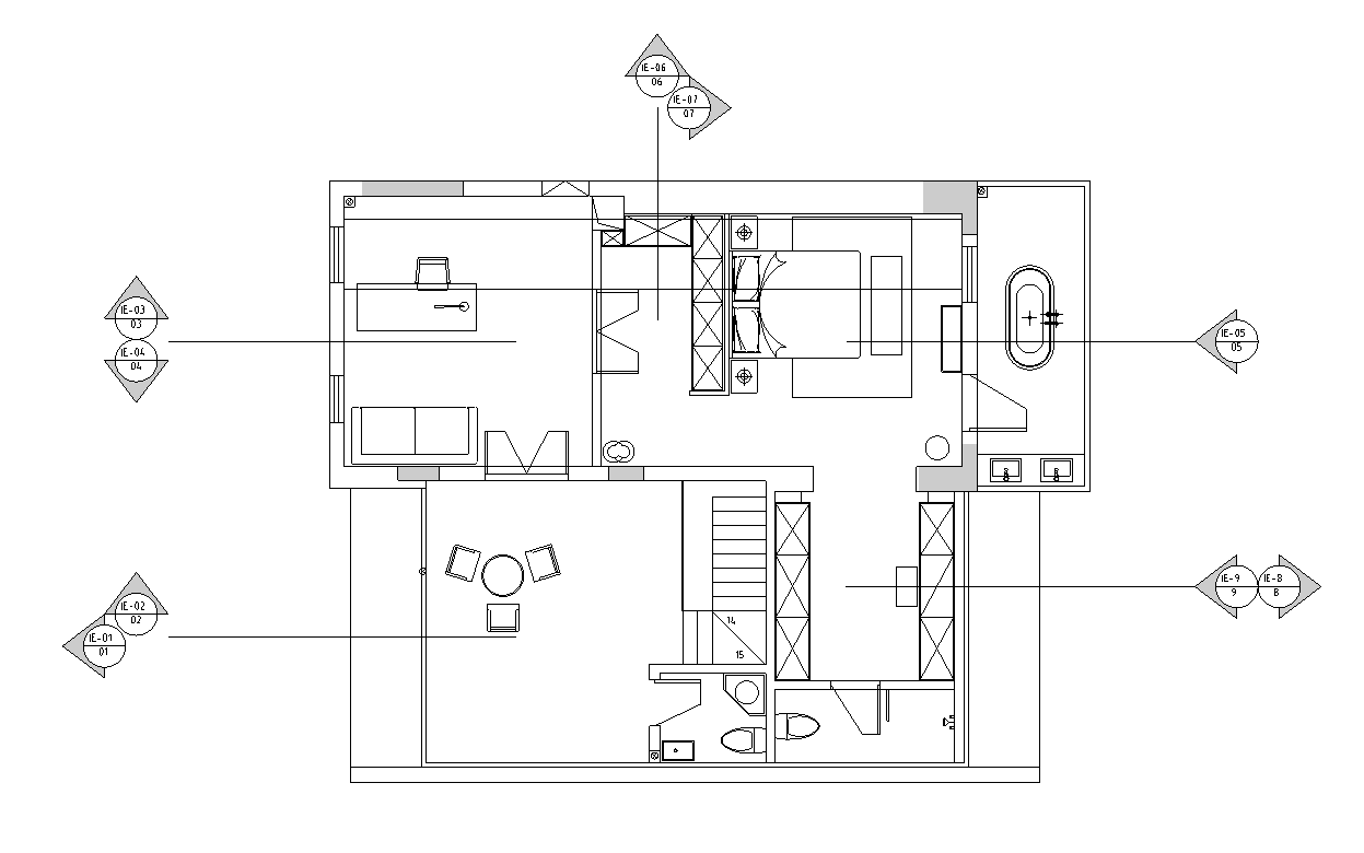 [湖南]长沙310 ㎡顶层洋房住宅设计施工图cad施工图下载【ID:168260145】