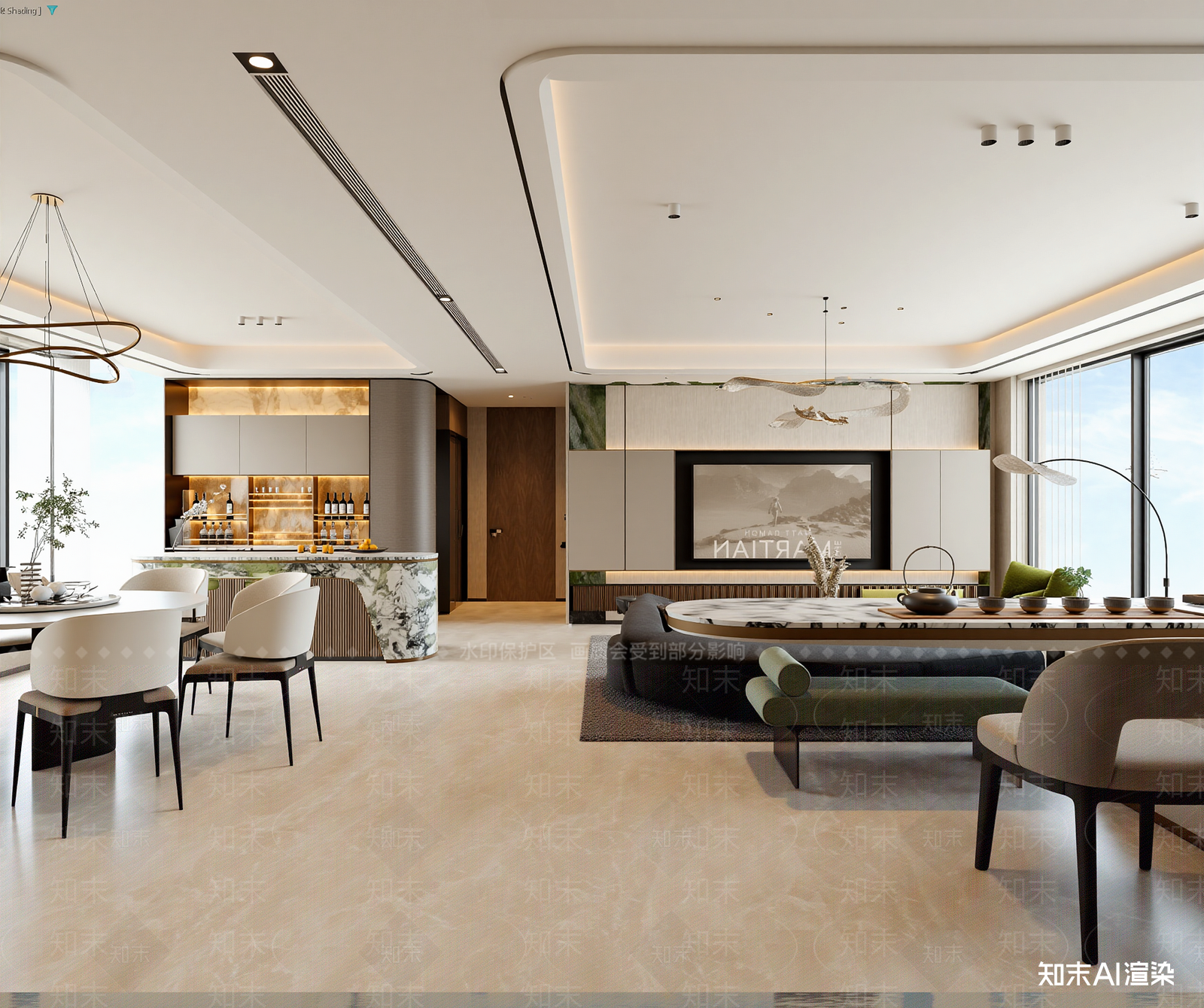轻奢民宿大厅3D模型下载【ID:1214853513】