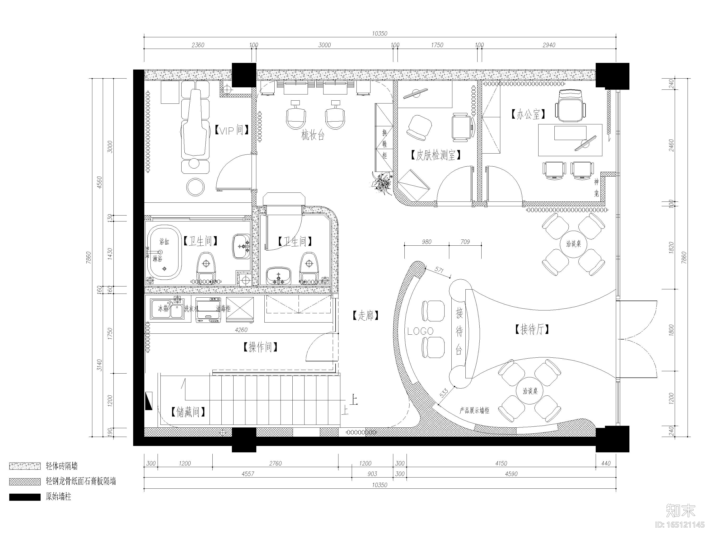 [山东]200㎡女子SPA美容院施工图+SU模型cad施工图下载【ID:165121145】