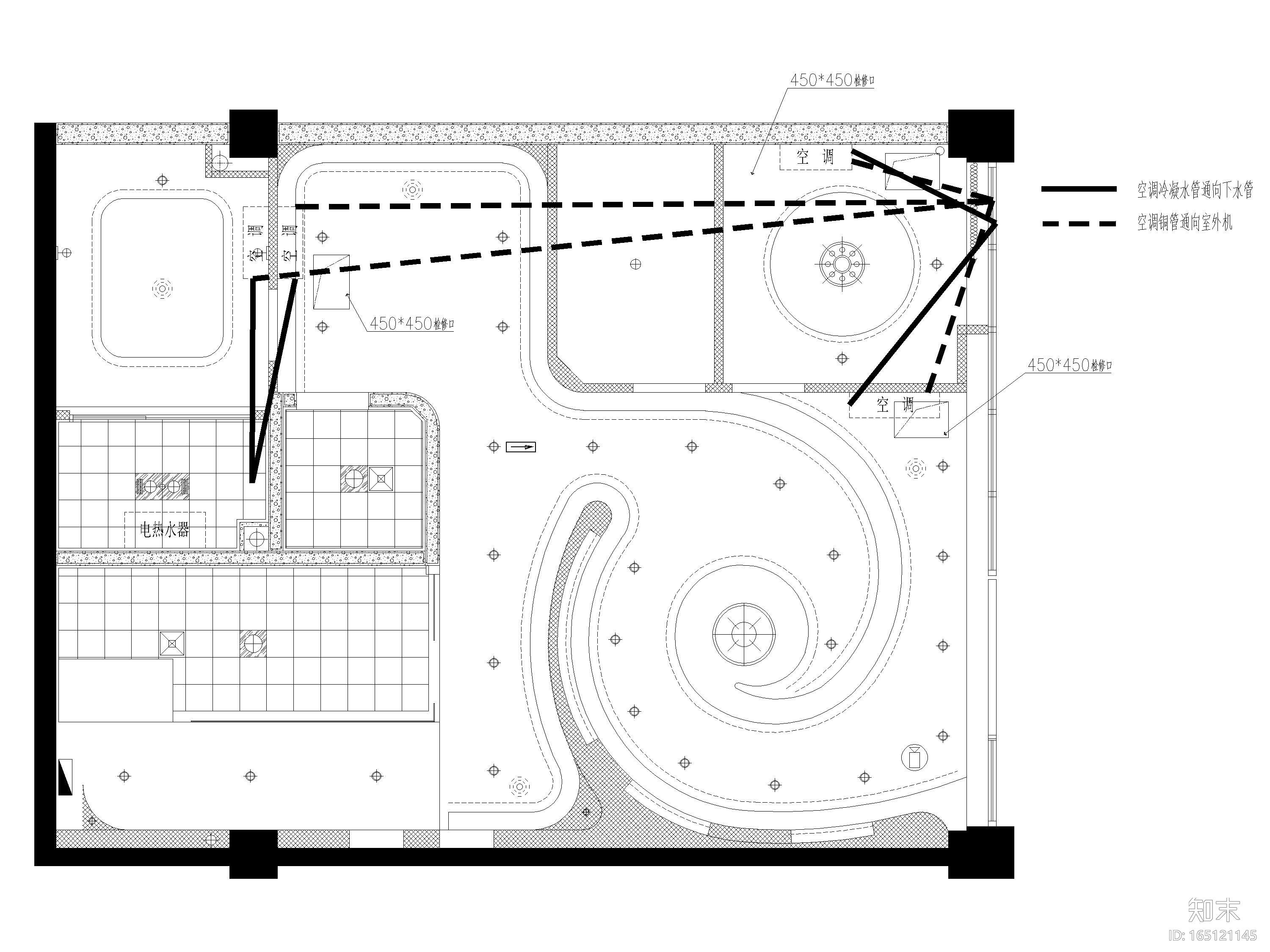 [山东]200㎡女子SPA美容院施工图+SU模型cad施工图下载【ID:165121145】