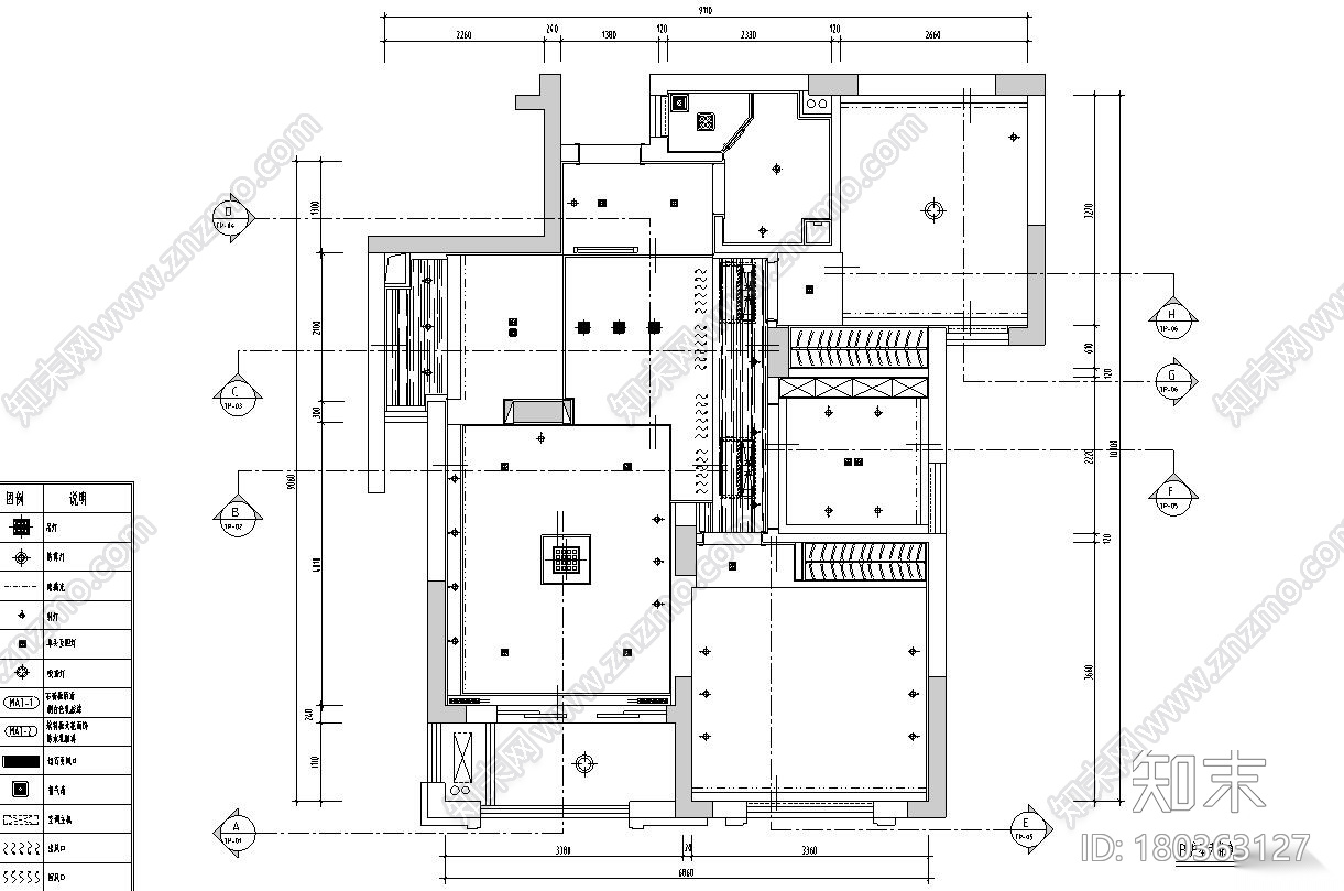 现代简约80㎡二居室住宅装修施工图设计施工图下载【ID:180363127】