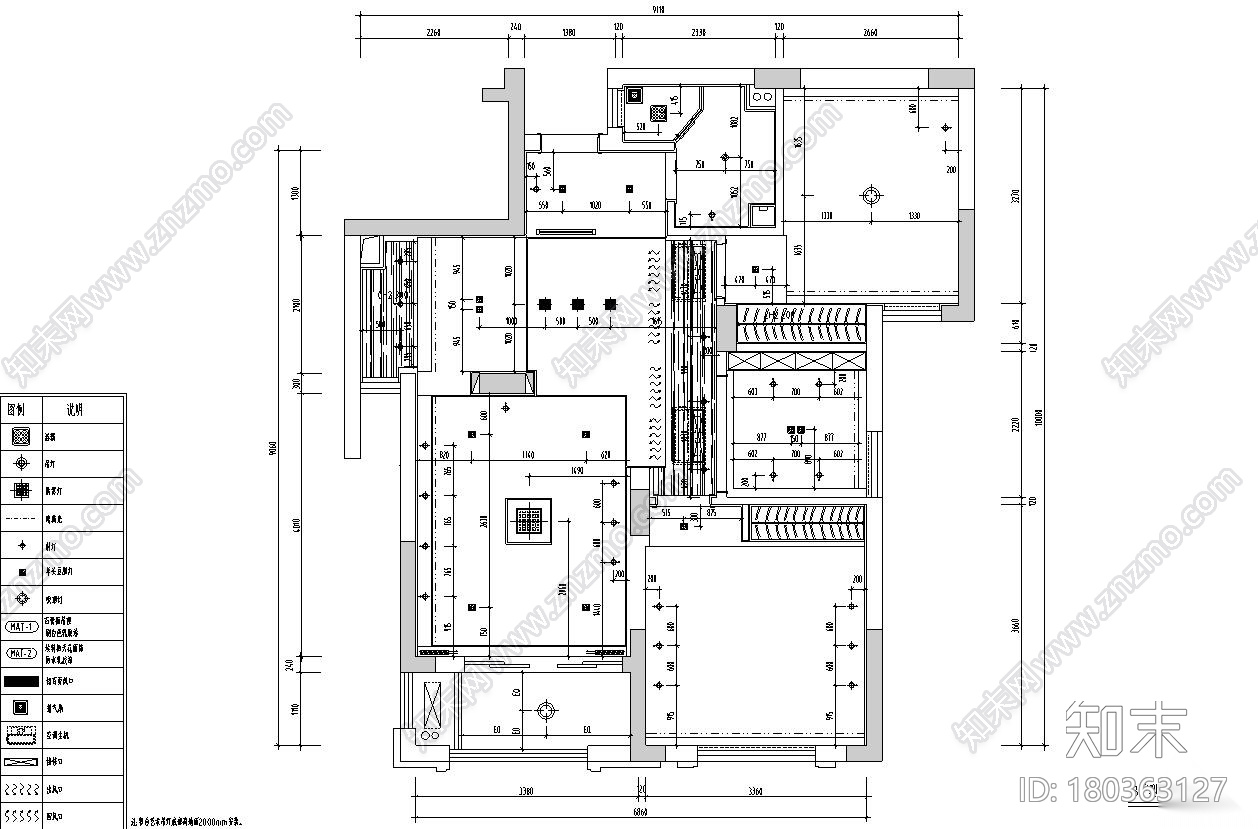 现代简约80㎡二居室住宅装修施工图设计施工图下载【ID:180363127】