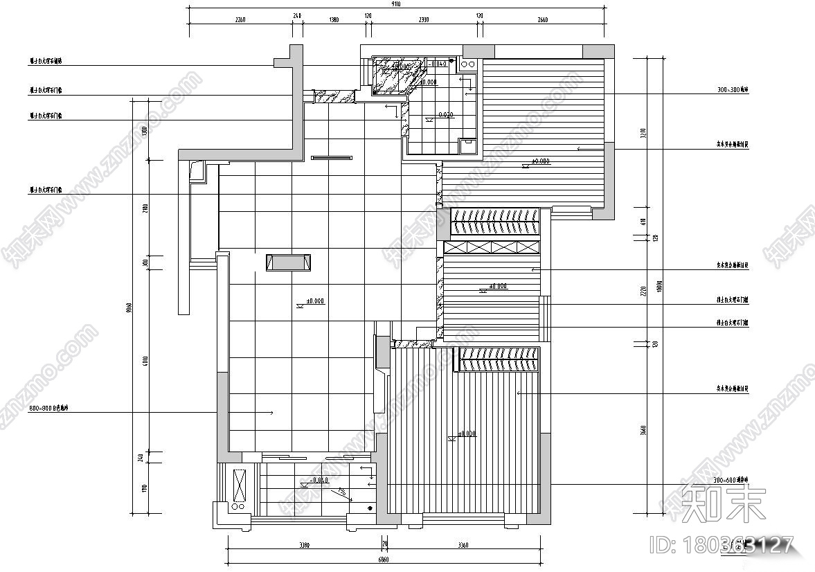 现代简约80㎡二居室住宅装修施工图设计施工图下载【ID:180363127】