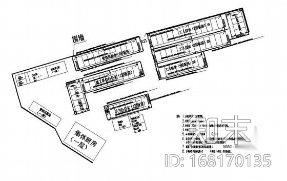 某临建生活区板房防雷接地布置图（附计算书）cad施工图下载【ID:168170135】