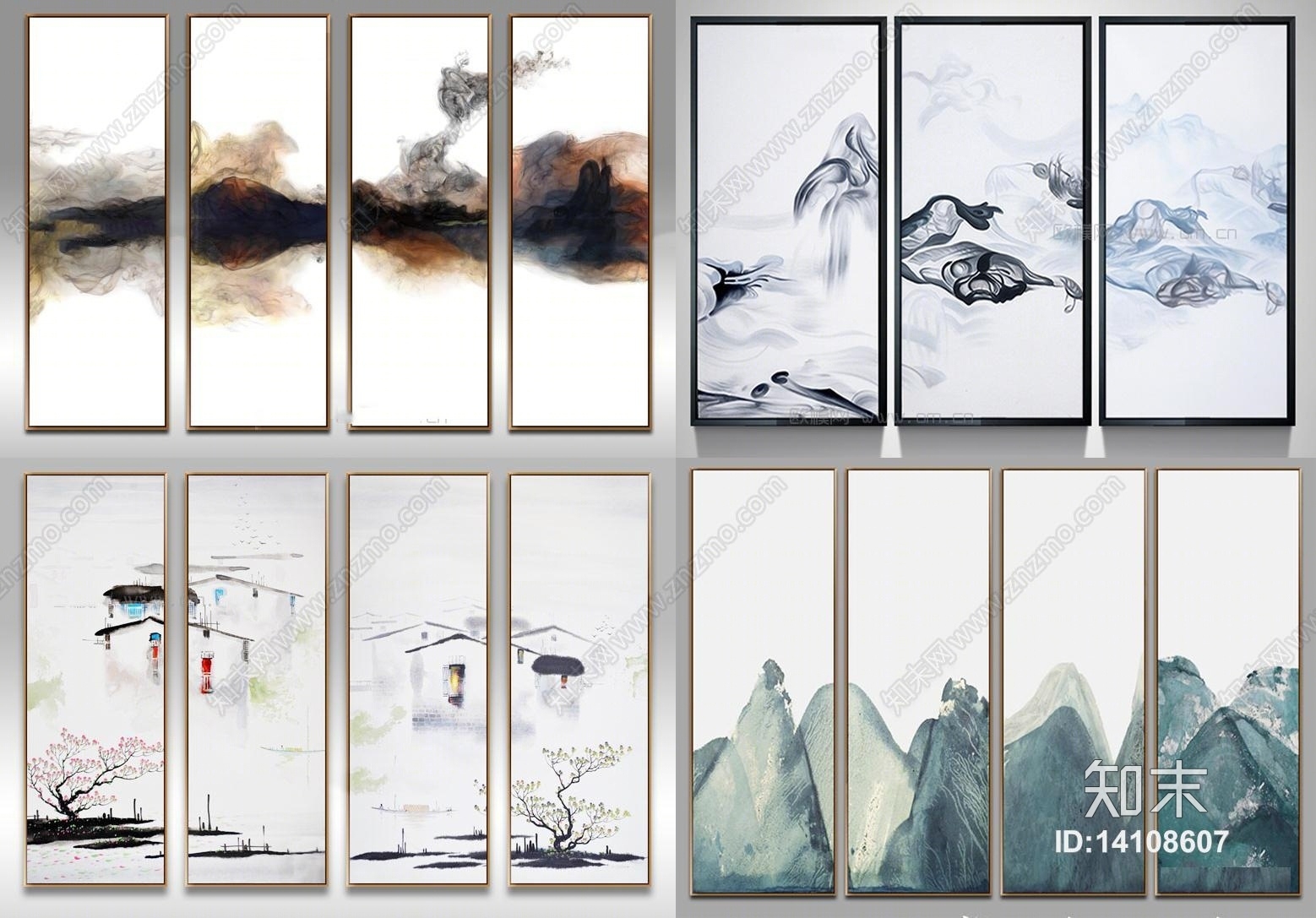 新中式挂画相框3D模型下载【ID:14108607】