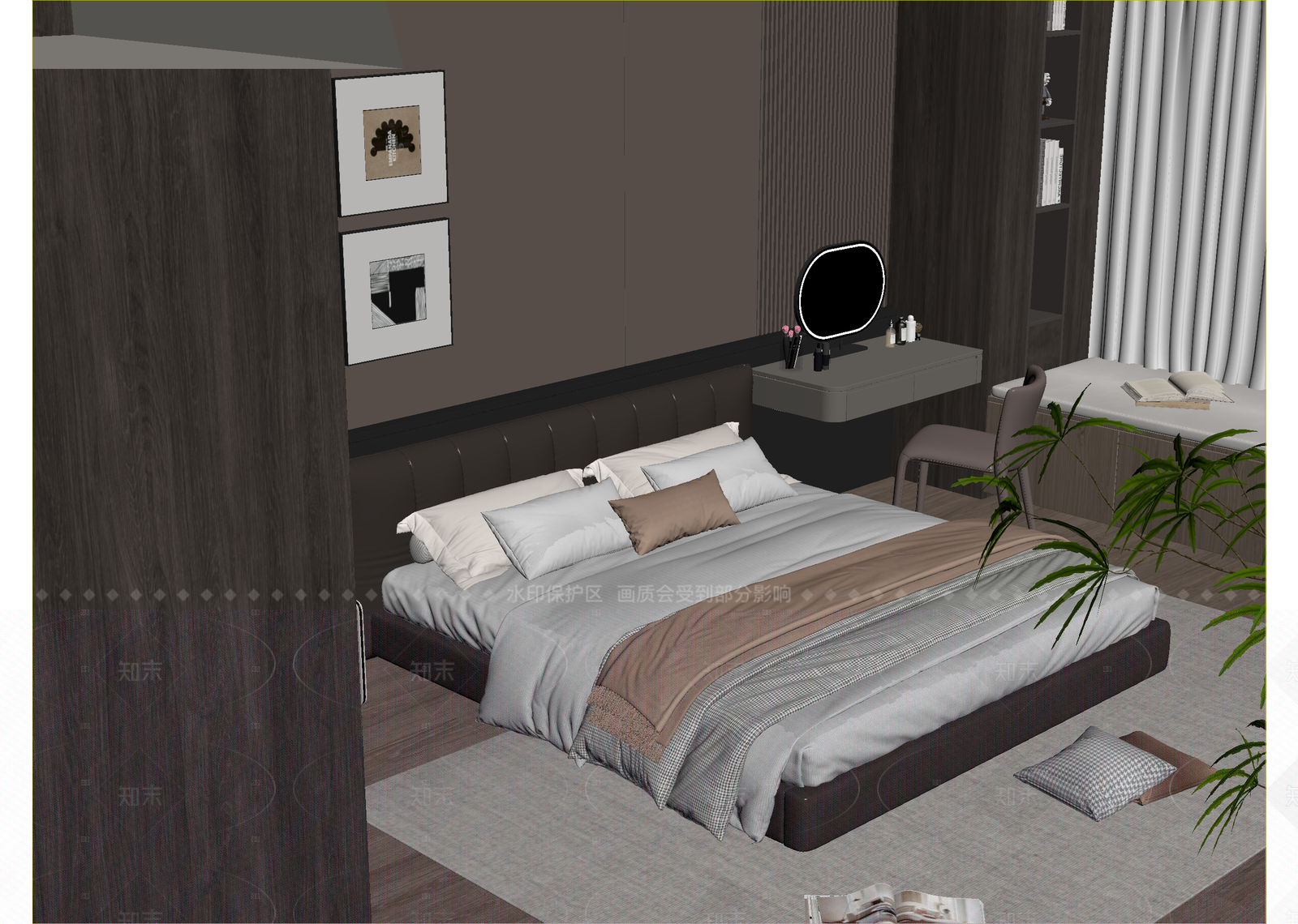 现代酒店客房3D模型下载【ID:1215923394】