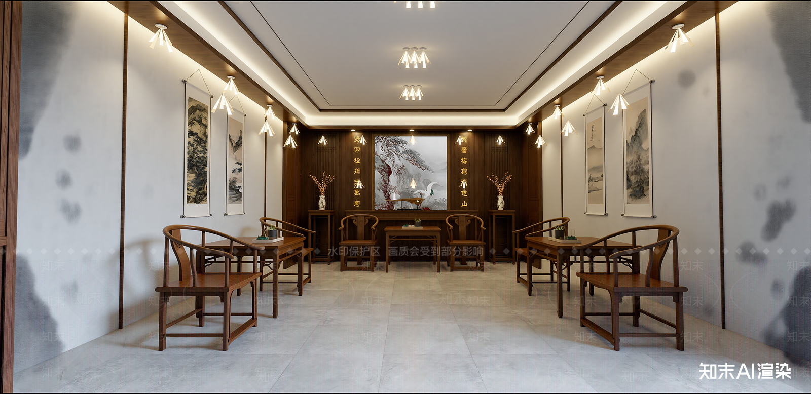 新中式家居客厅SU模型下载【ID:1215999978】