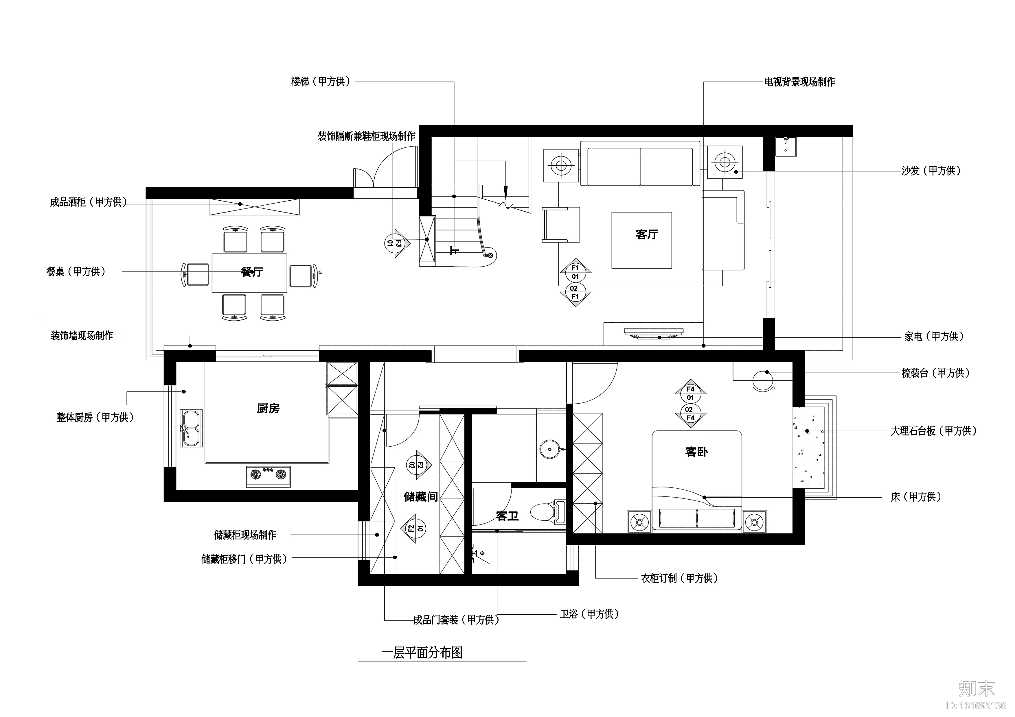 200㎡Art Deco风格联体别墅装修施工图cad施工图下载【ID:161695136】