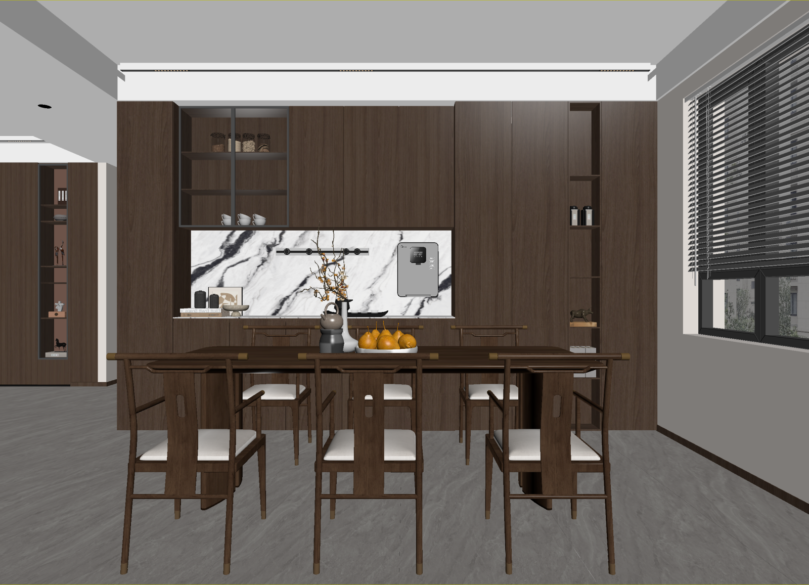 新中式家居餐厅3D模型下载【ID:1215117153】
