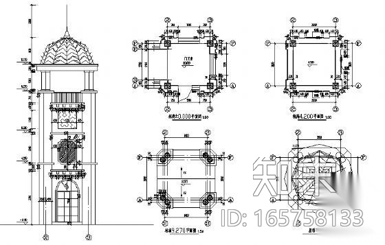 某小区大门建筑施工图cad施工图下载【ID:165758133】