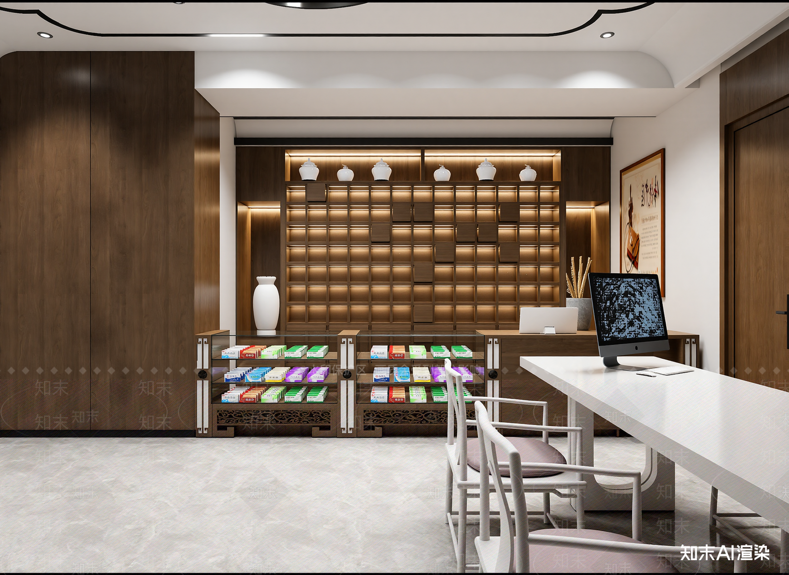 新中式烟酒店3D模型下载【ID:1214283479】