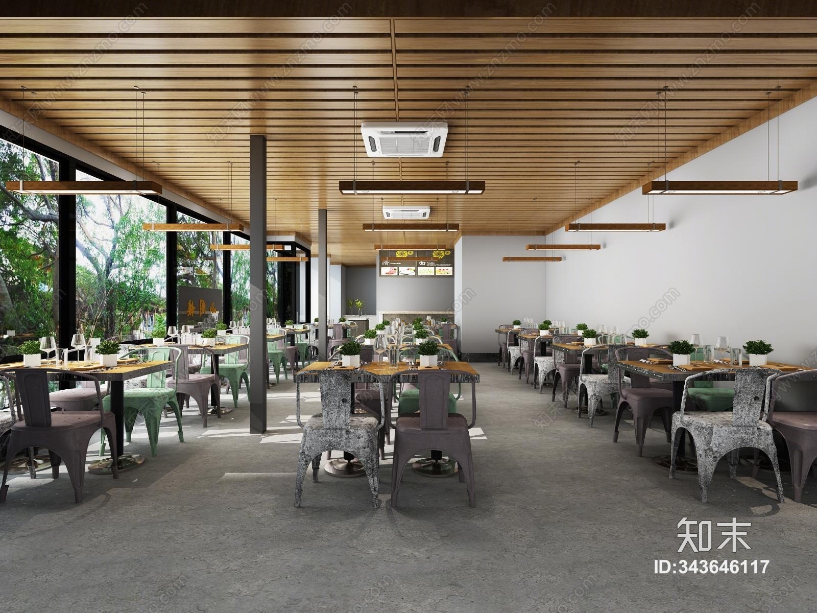 现代风格餐馆3D模型下载【ID:343646117】