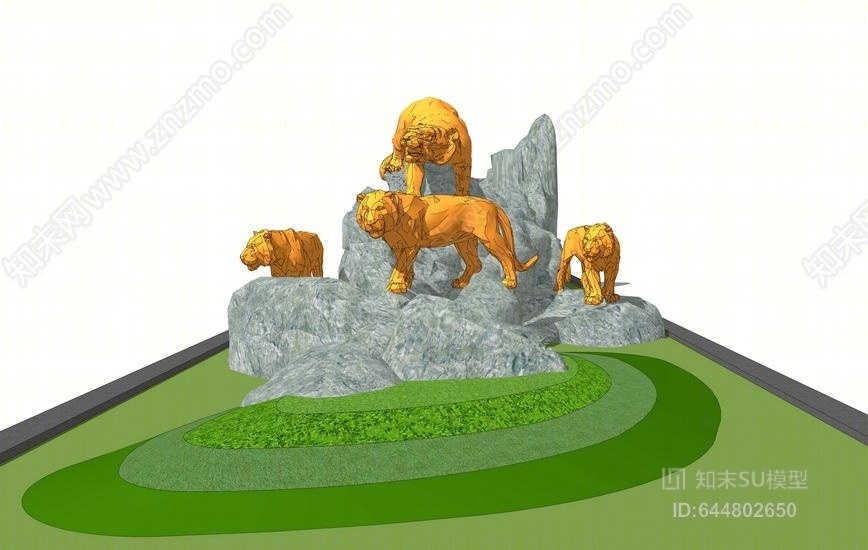 现代老虎雕塑SU模型下载【ID:644802650】