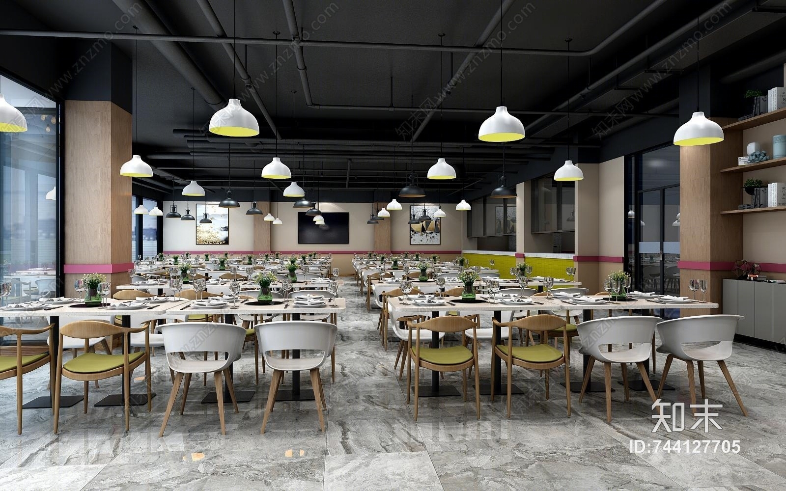 现代顶楼食堂露台3D模型下载【ID:744127705】