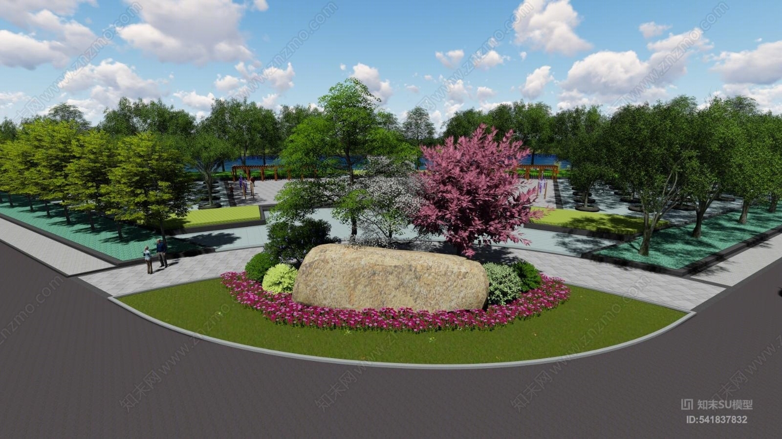 现代广场规划设计SU模型下载【ID:541837832】