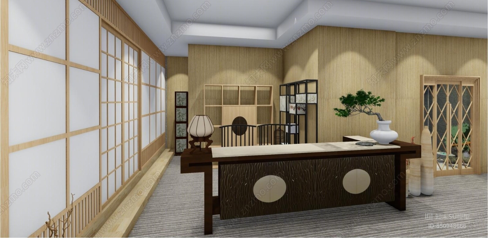 日式风格日式餐厅SU模型下载【ID:850948666】