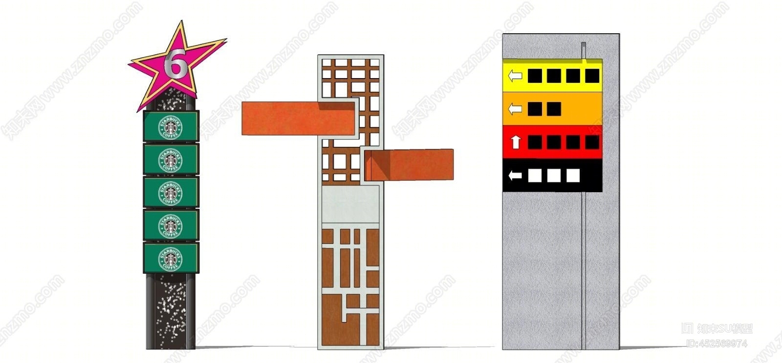 现代风格指示牌SU模型下载【ID:452569974】