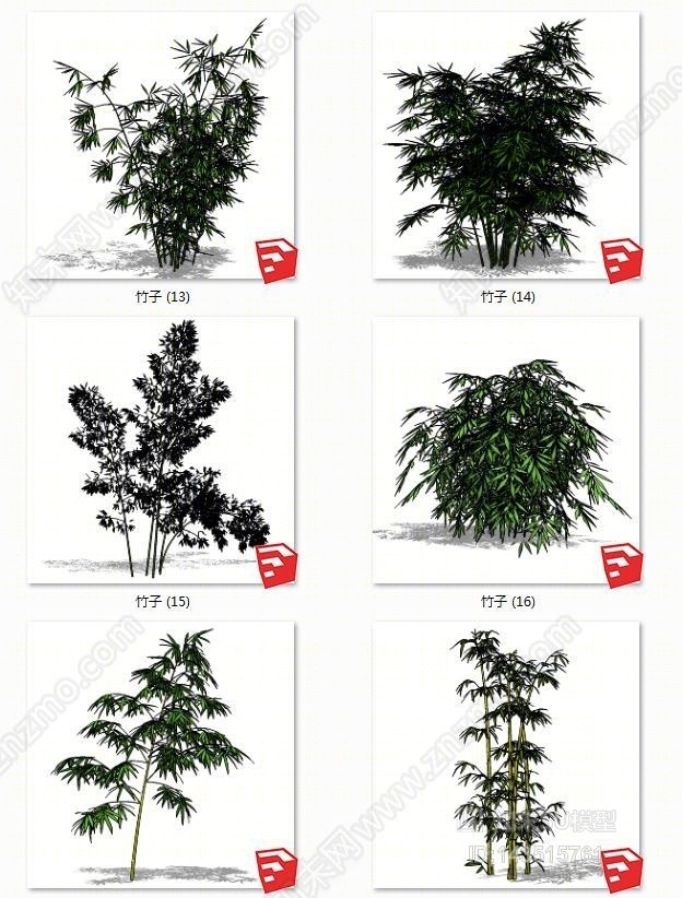 现代竹子SU模型下载【ID:143515761】
