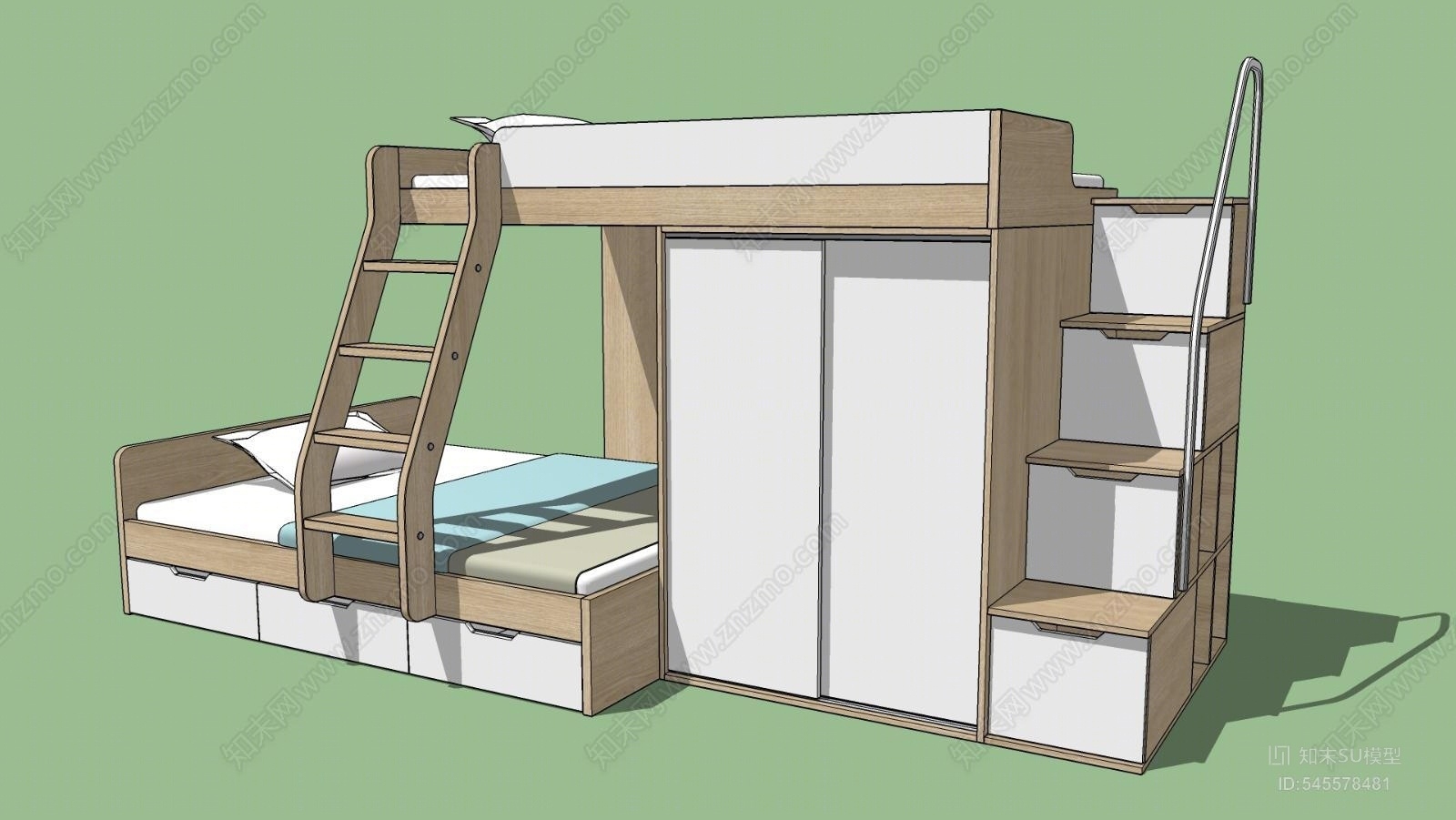 现代上下床SU模型下载【ID:545578481】