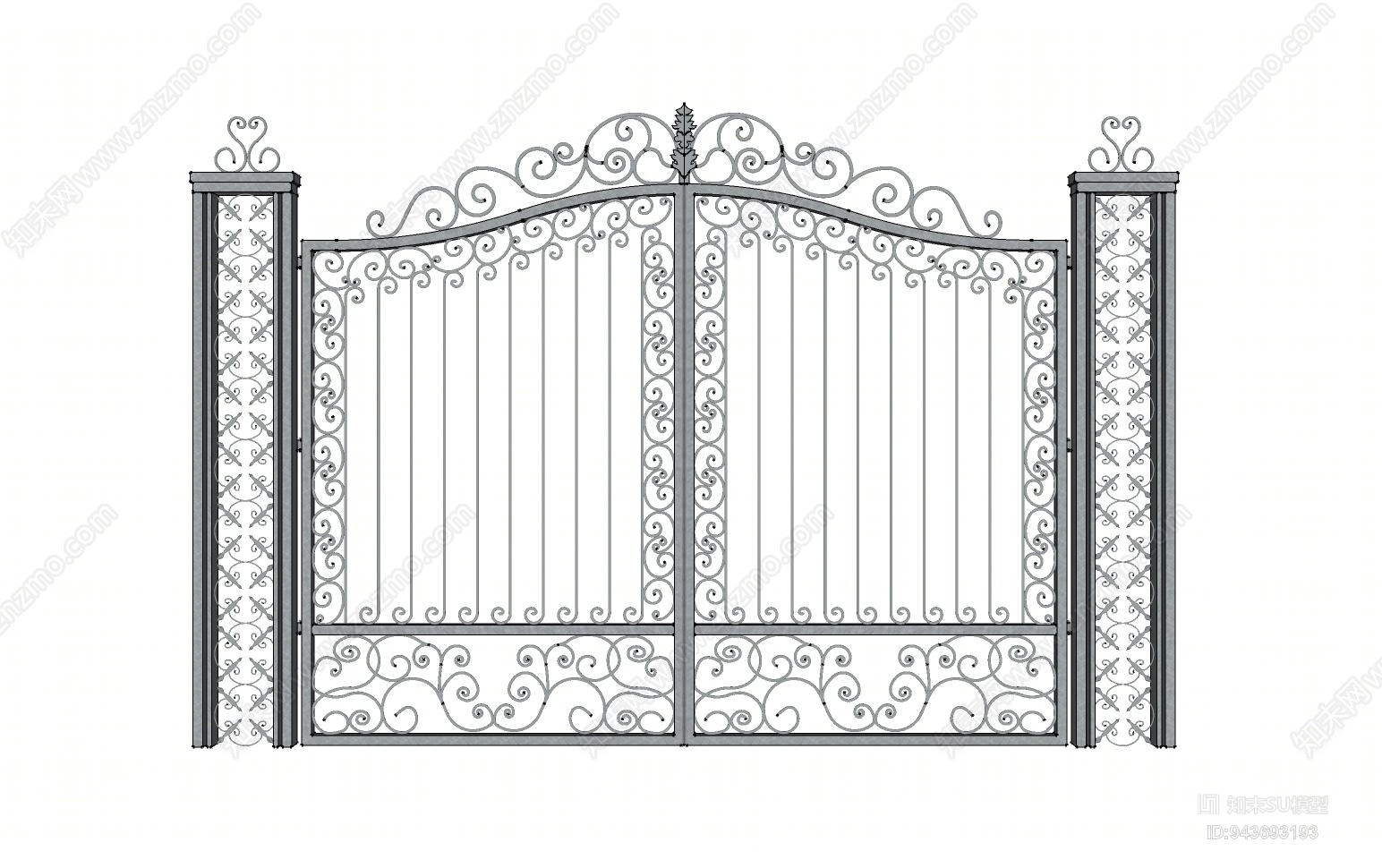欧式铁艺大门SU模型下载【ID:943693193】