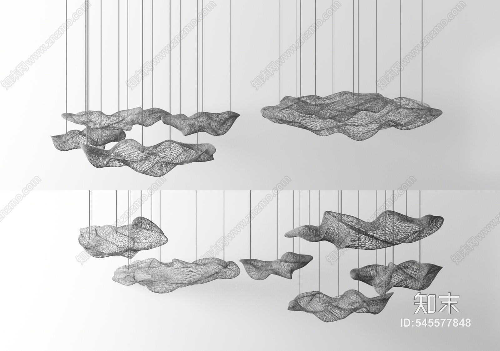 现代云朵装饰吊灯3D模型下载【ID:545577848】