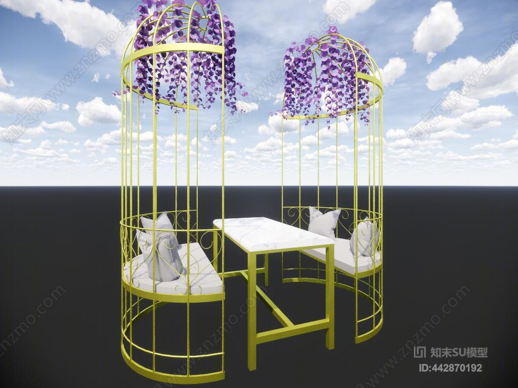 现代鸟笼椅SU模型下载【ID:442870192】