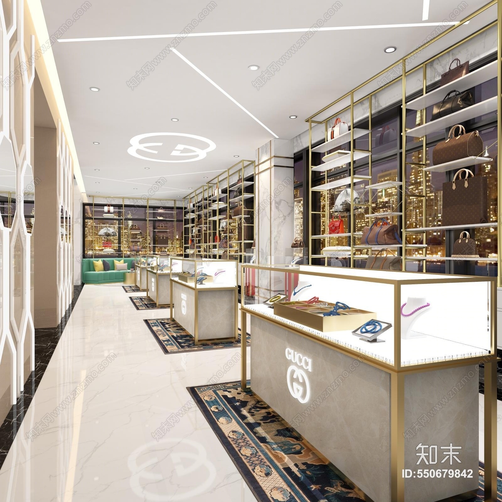 现代简约包包商铺3D模型下载【ID:550679842】