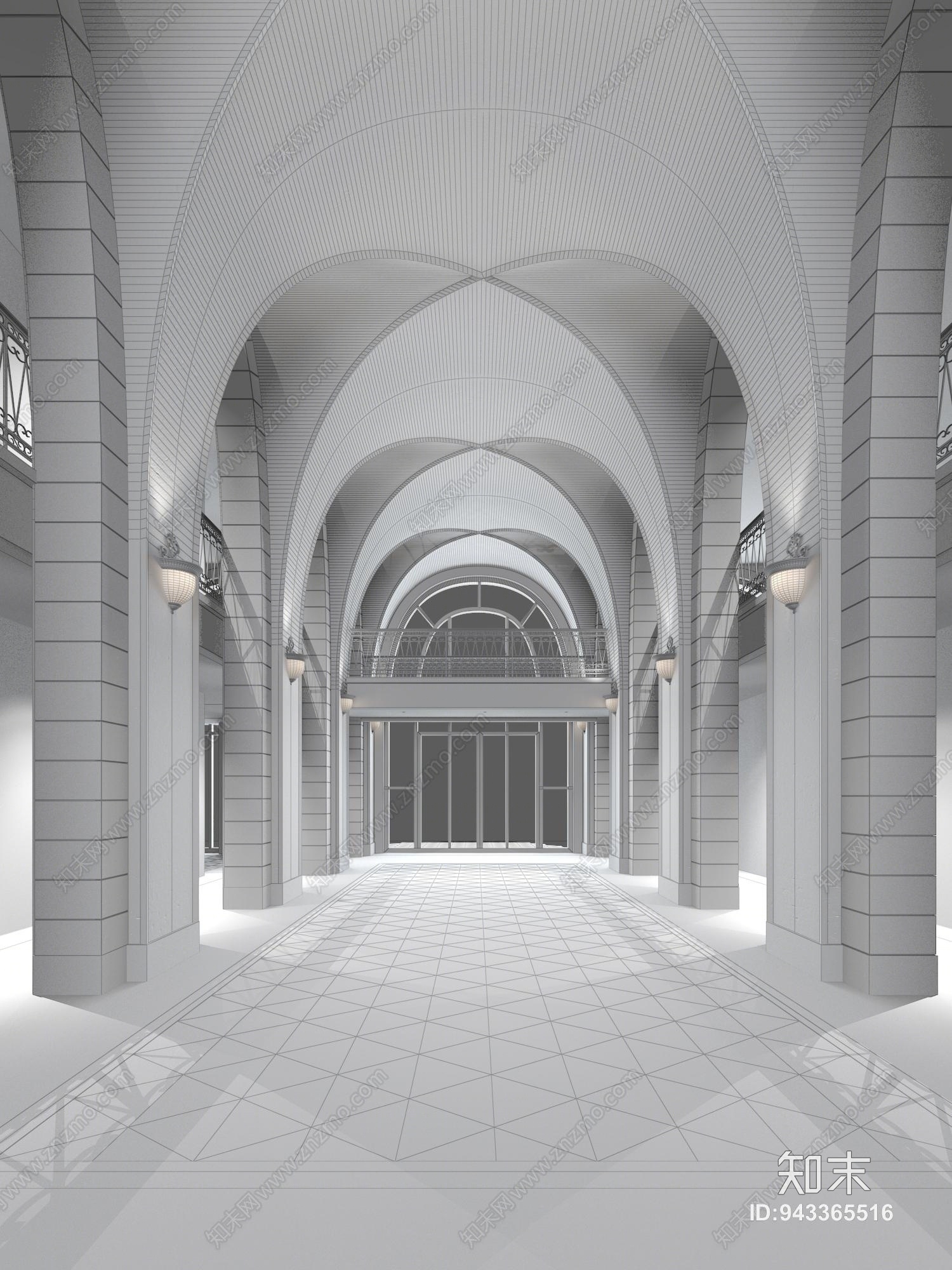 欧式古典教堂门厅3D模型下载【ID:943365516】