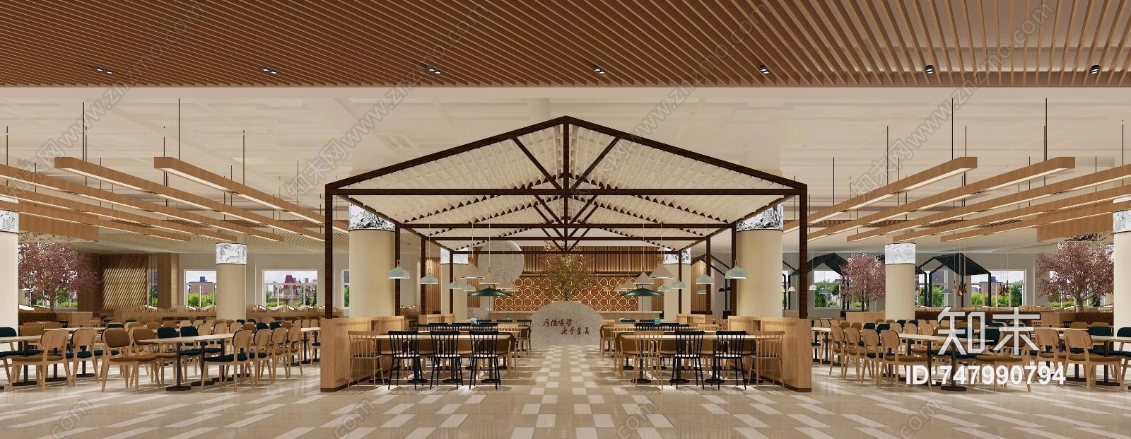 现代大学餐厅3D模型下载【ID:747990794】
