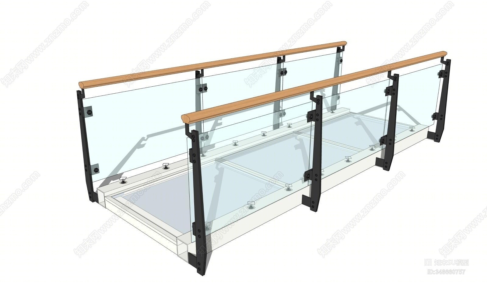 现代风格玻璃栏杆扶手SU模型下载【ID:348660757】