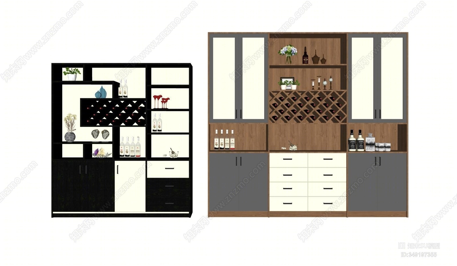现代风格陈列柜SU模型下载【ID:349197355】