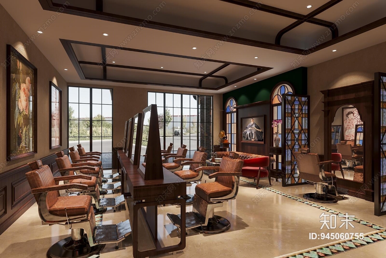 美式复古理发店3D模型下载【ID:945060755】